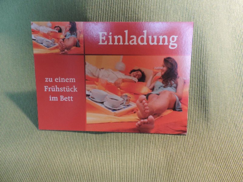 Postkarte Frühstück im Bett